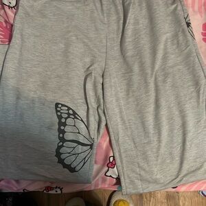 grey butterfly wide leg sweatpants